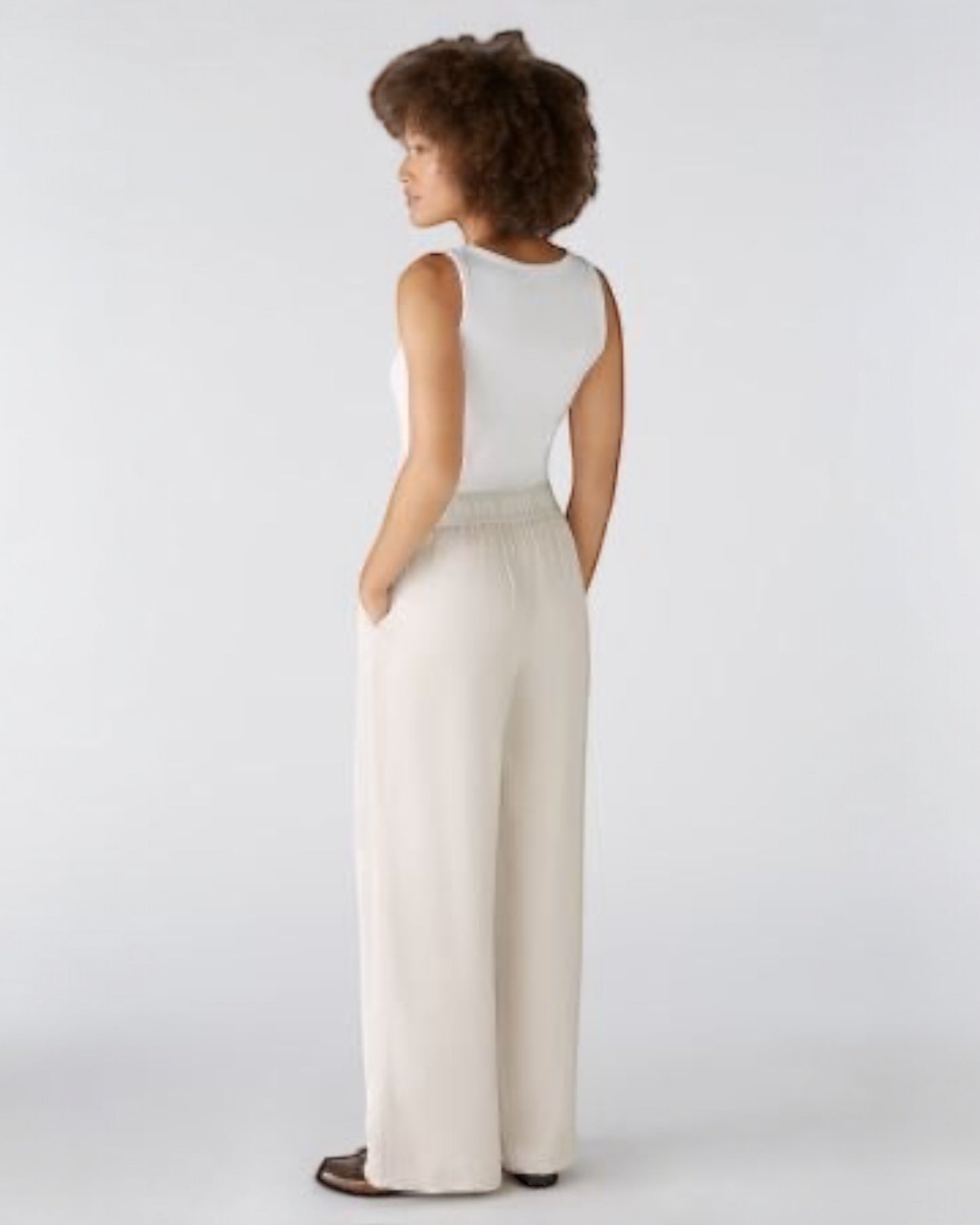 Broek off white op elastiek (91737) - Oui
