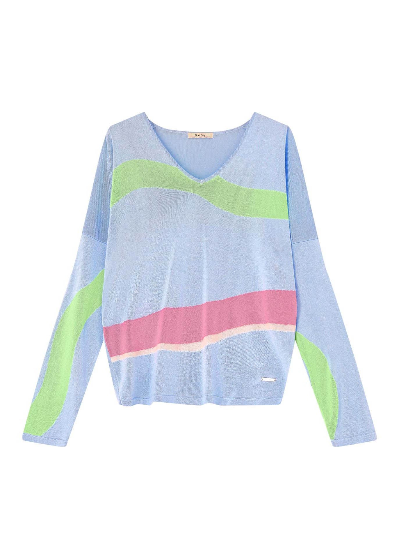 Blauwe pull OTILIA v-hals - Blue Bay