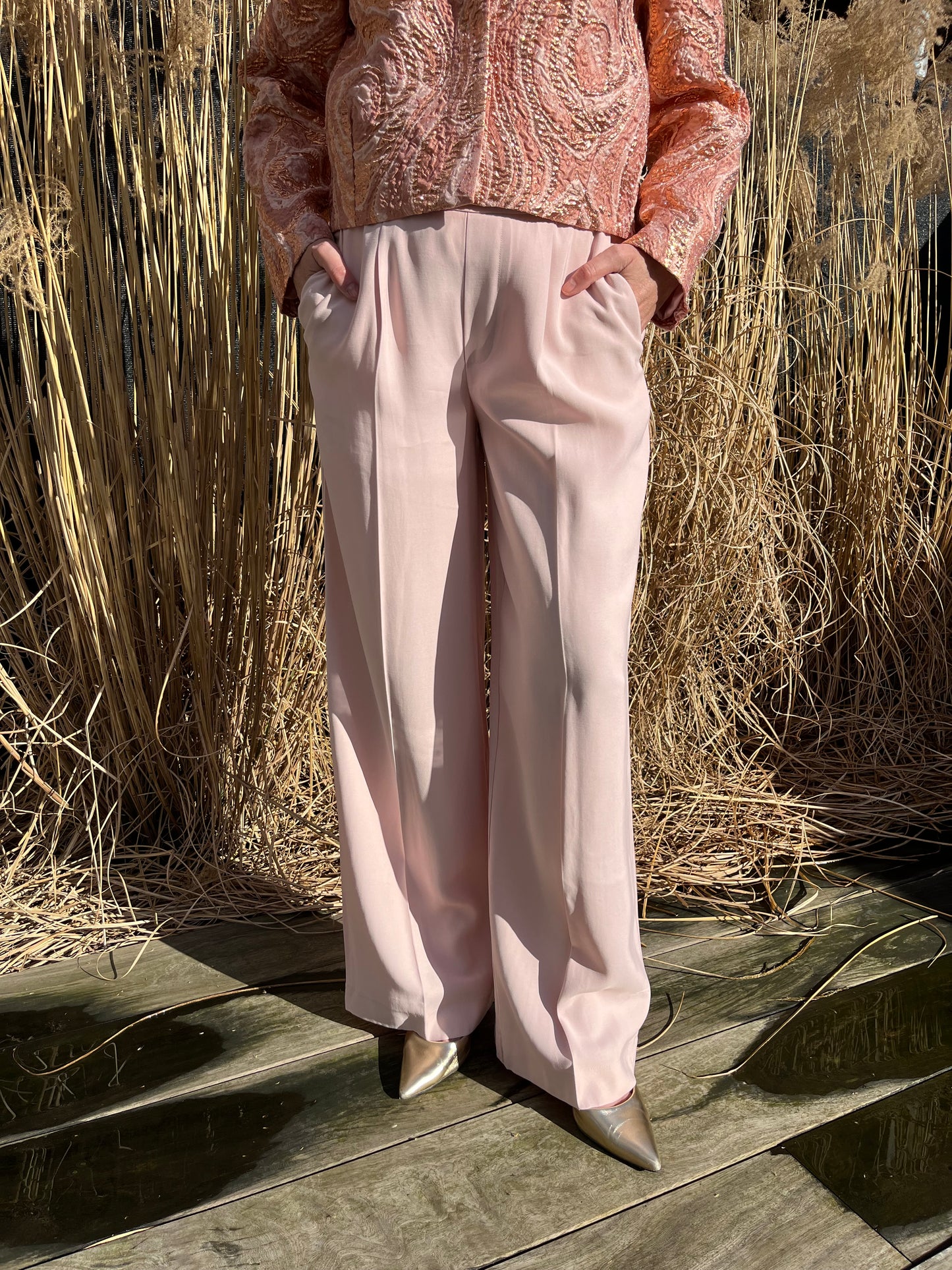 Roze broek wijde benen (92043) - Oui