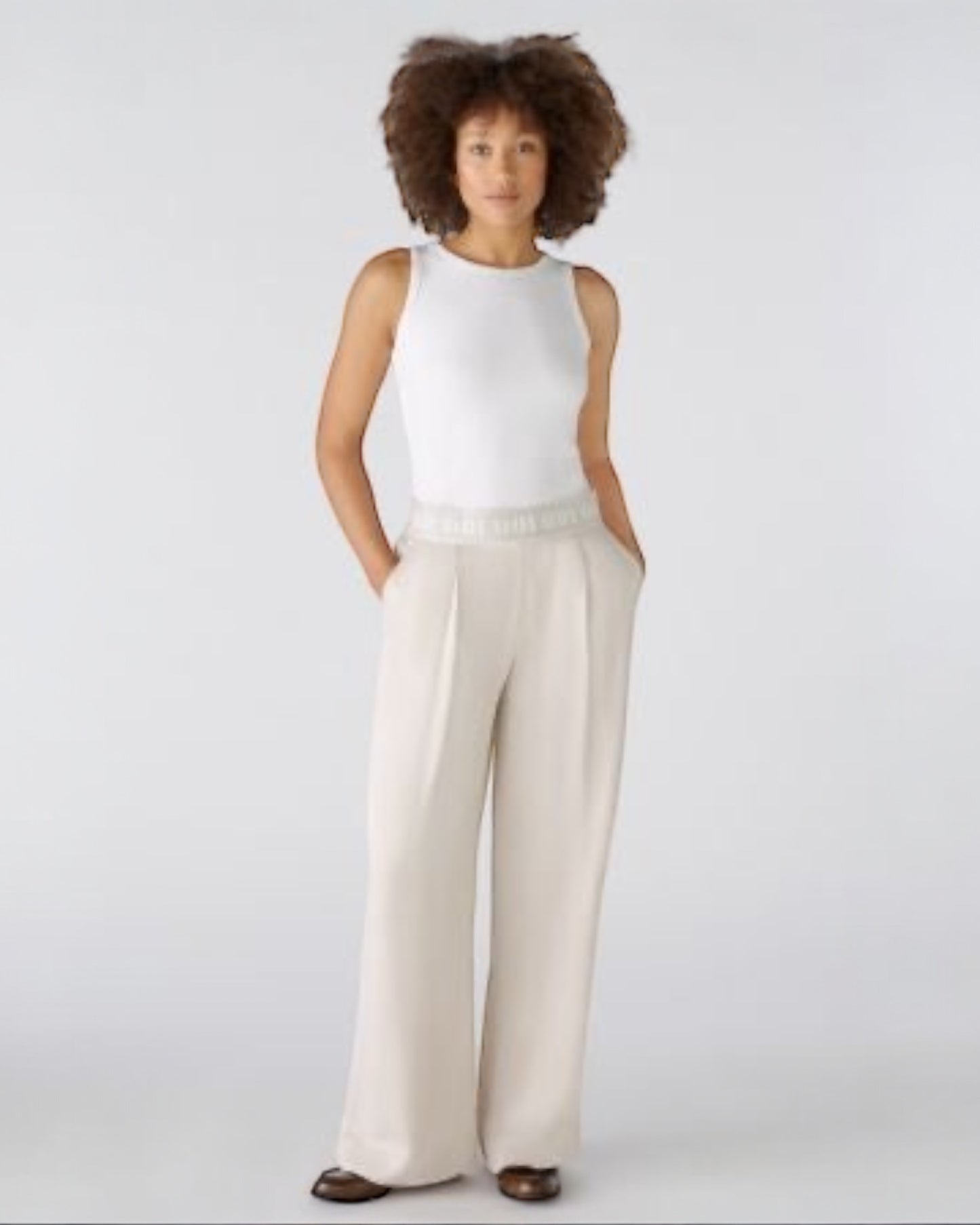 Broek off white op elastiek (91737) - Oui