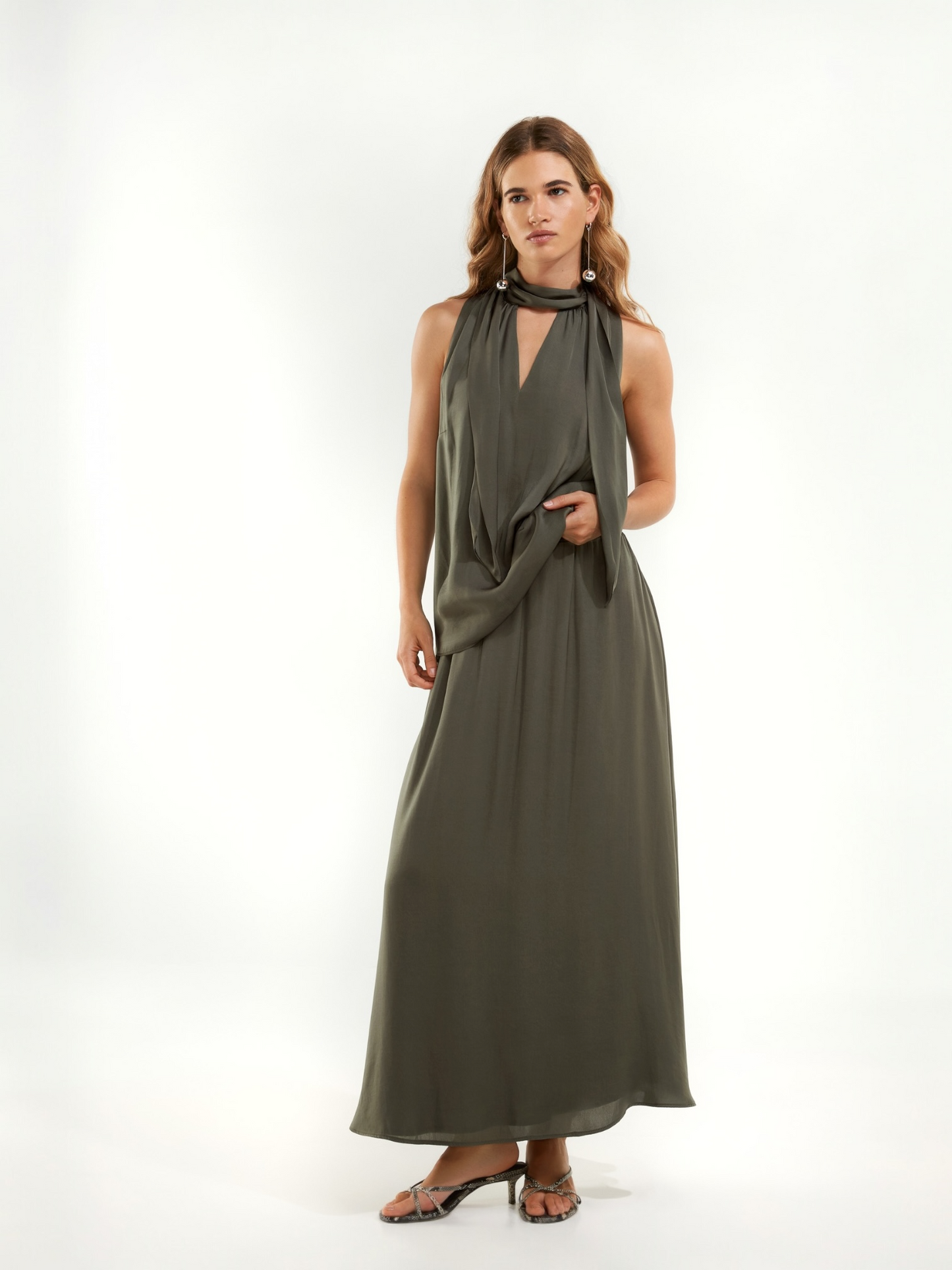 Senso - top AROMA met sjaal kaki (S2183)