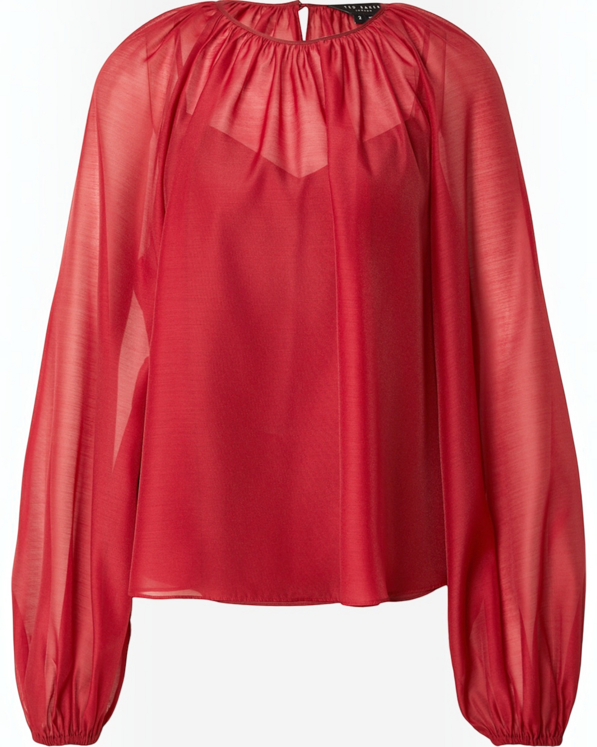 Ted Baker Eelana organza bloes rood met volumemouwen
