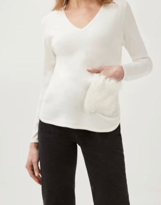 Ecru pull JOEL v-hals Leo&Ugo (CW411)
