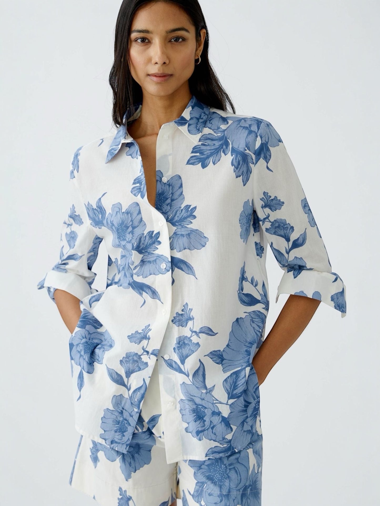 Katoenen bloes met bloemenprint (92934) - Oui