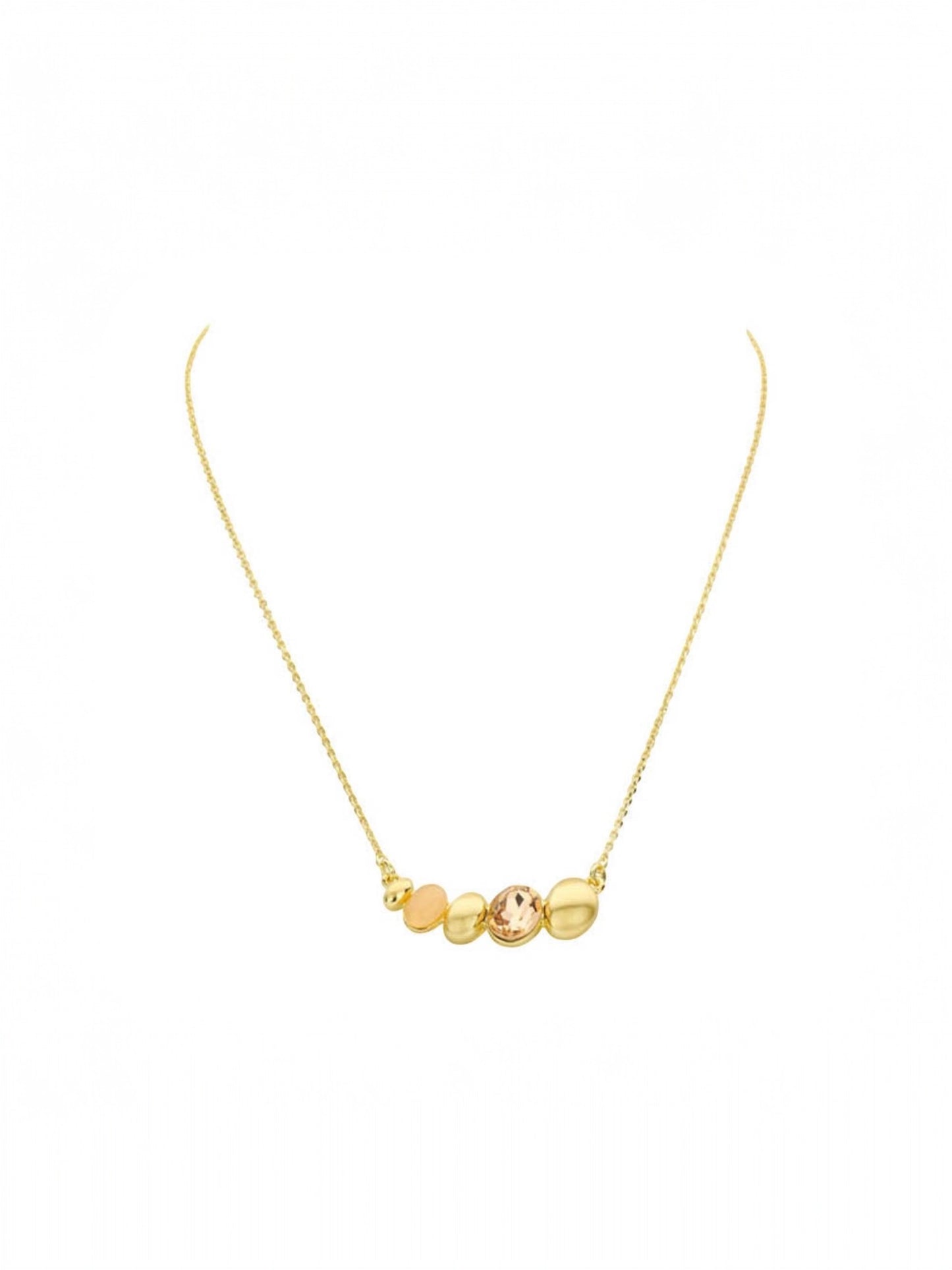 Matte gouden ketting met roze kristallen FIEKE - Les Cordes