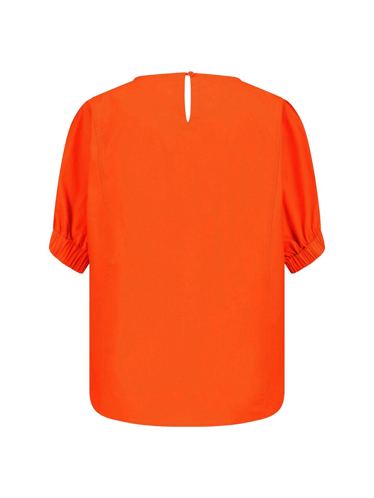 FYNCH HATTON - KATOENEN BLOUSE MET POFMOUWEN EN RONDE HALS