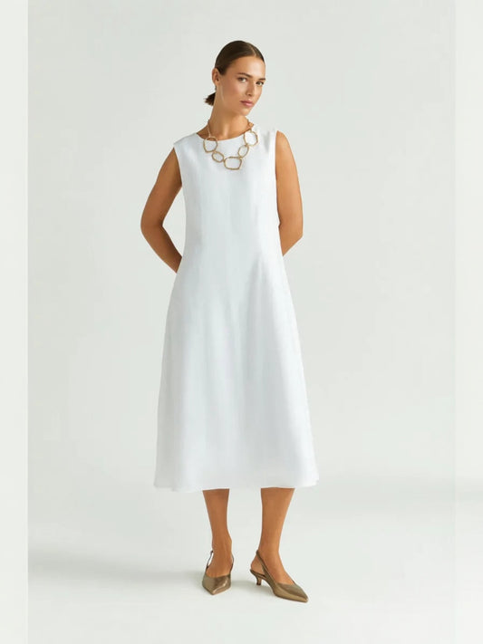 Linnen A-lijn jurk wit KWEEN - Xandres