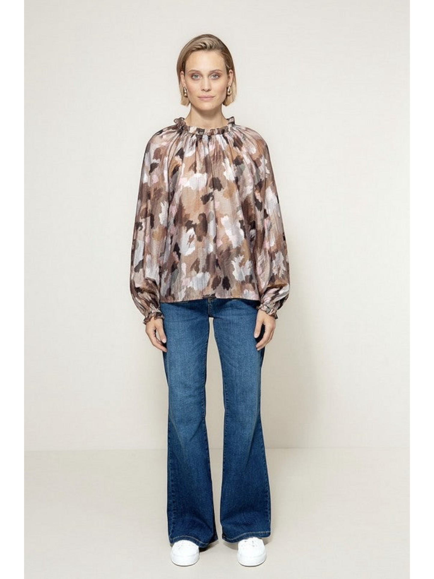 Catnoir Blouse Multi met Abstracte Print | Damesblouse Lange Mouwen