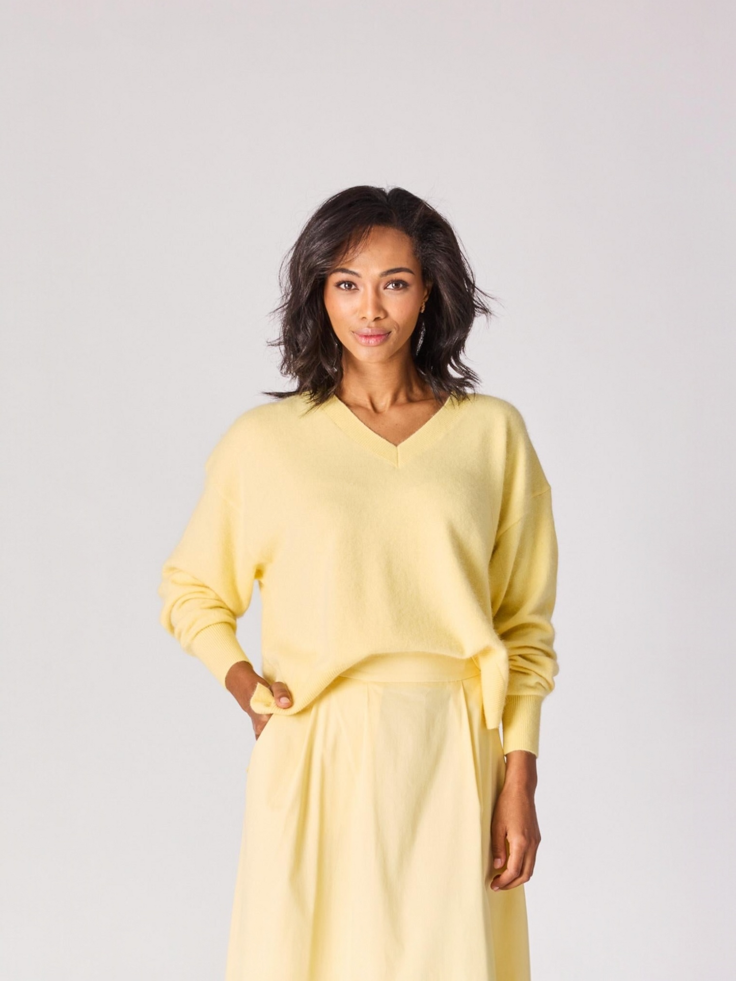 Lalotti - VINI v-pull lange mouwen - soft yellow
