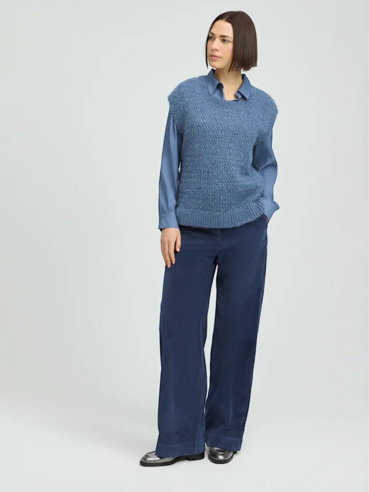 Xandres - POBI broek in blauwe ribfluweel