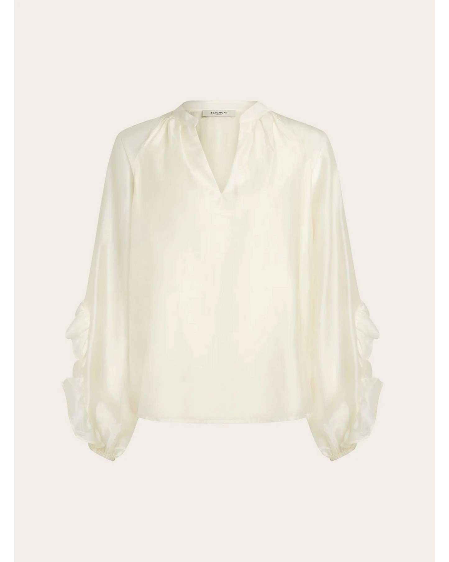 Beaumont Amanda Blouse Crème – Luchtige Lyocell Blouse met Ruches