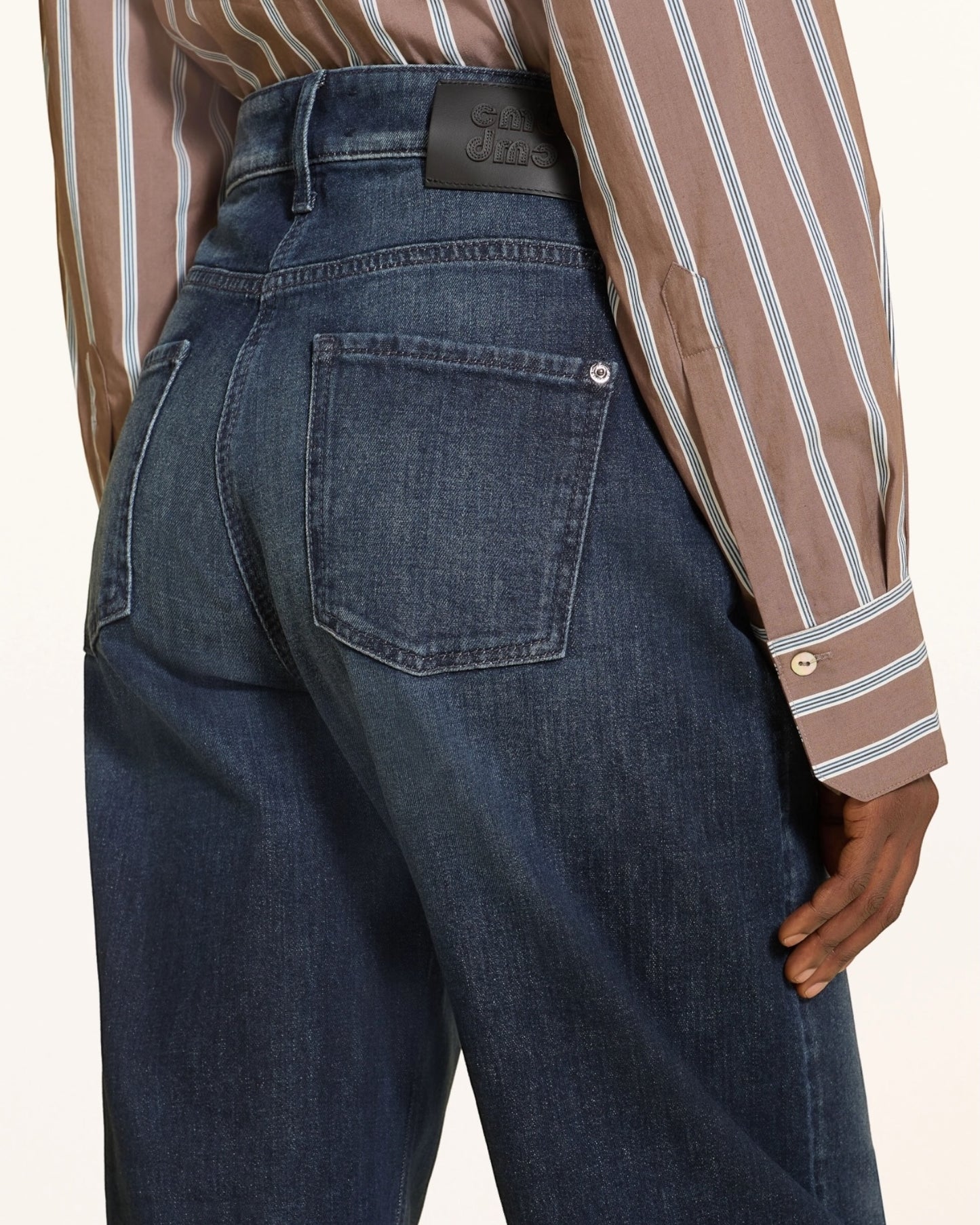 Cambio Ornella Jeans Blue Overdye – High Waist Barrel Leg Denim