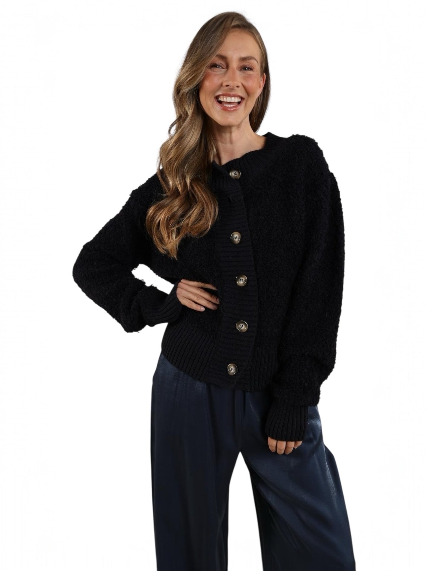 Nukus - KAYLE blauwe gilet met knopen