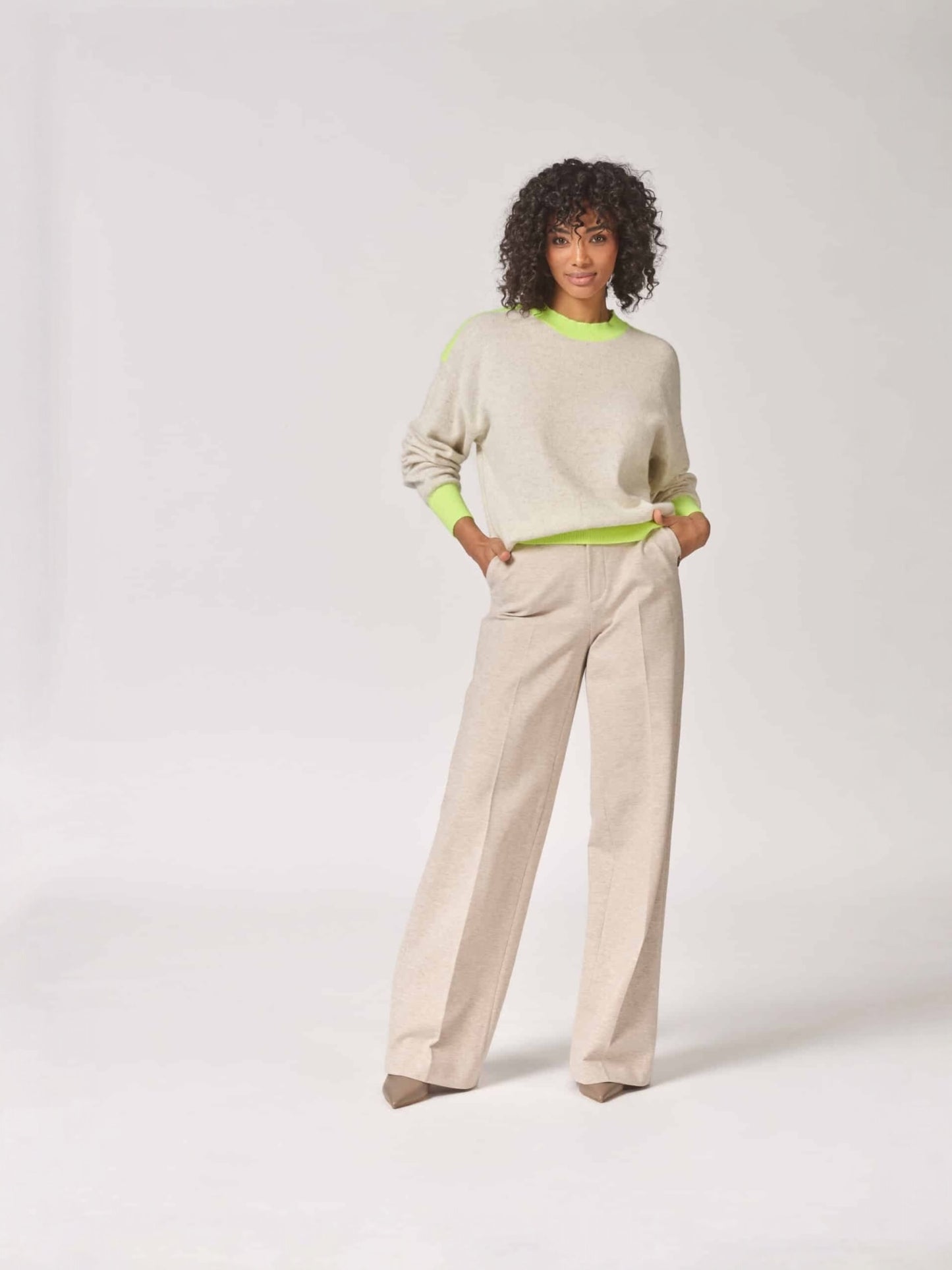 LALOTTI - pull GIGA beige fluo yellow