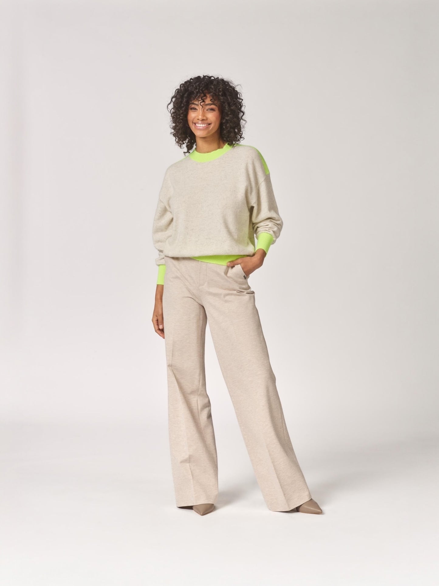 LALOTTI - pull GIGA beige fluo yellow