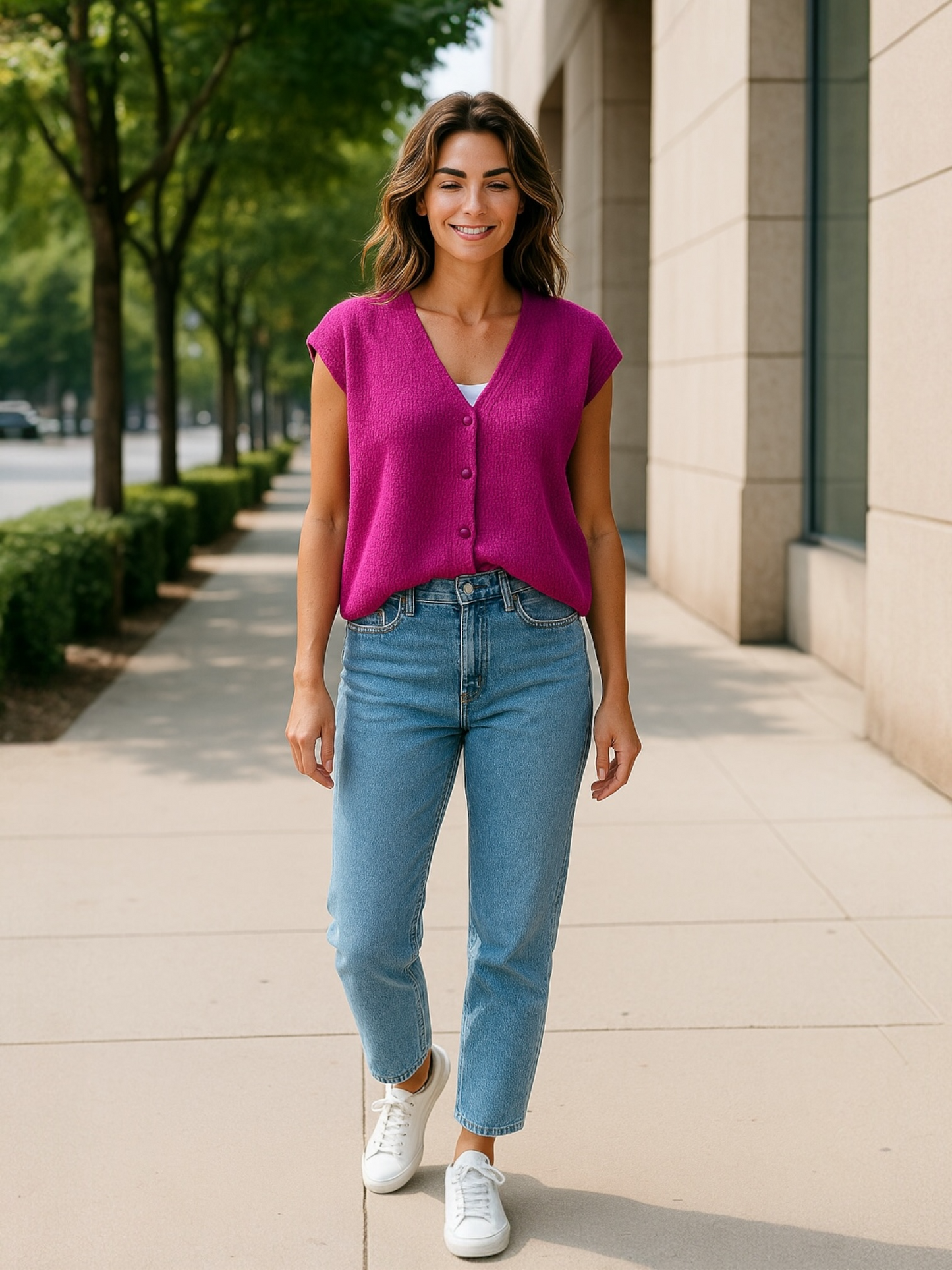 Mouwloze gilet FELIZ wild orchid - Bonita Avenue