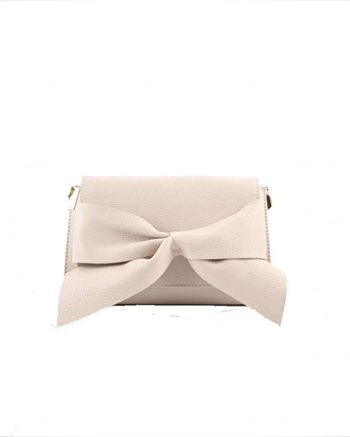 Lederen schoudertas met strik | Elegante crossbody damestas beige