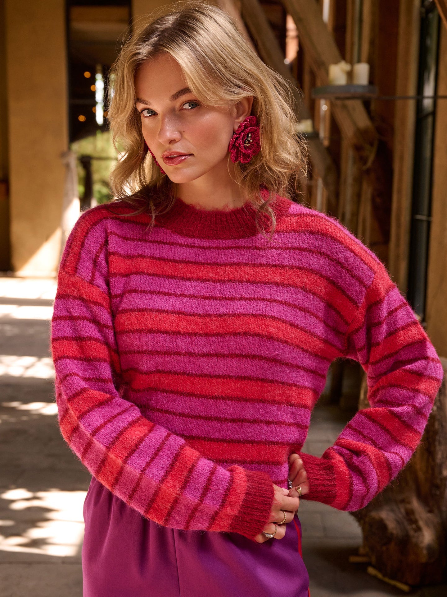 Ydence - KNITTED SWEATER ARIA | FUCHSIA/RED