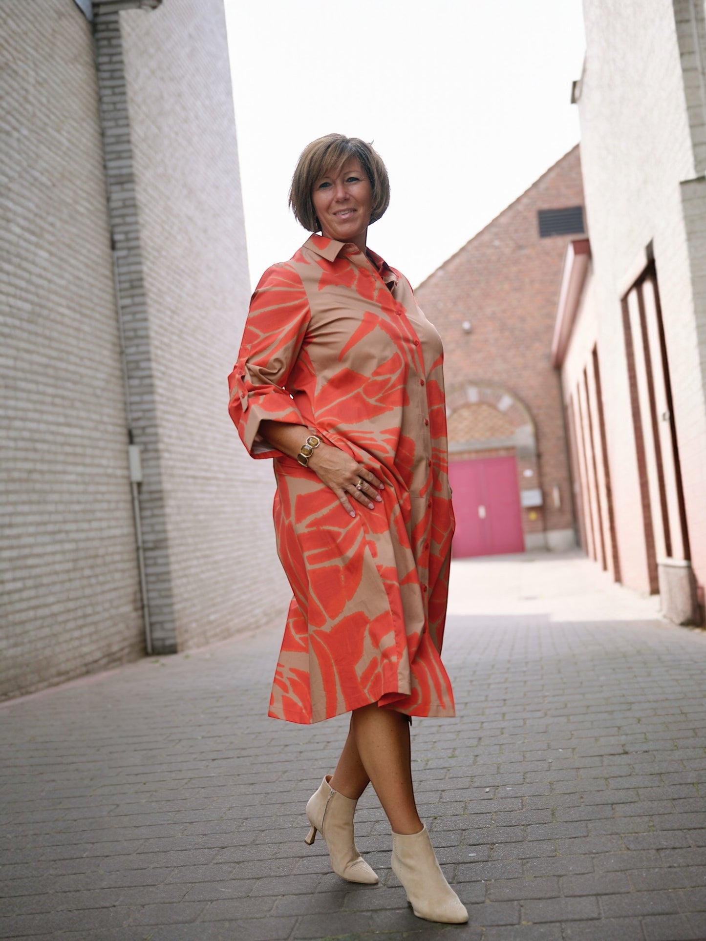 Xandres - doorknoopjurk KAISH met print