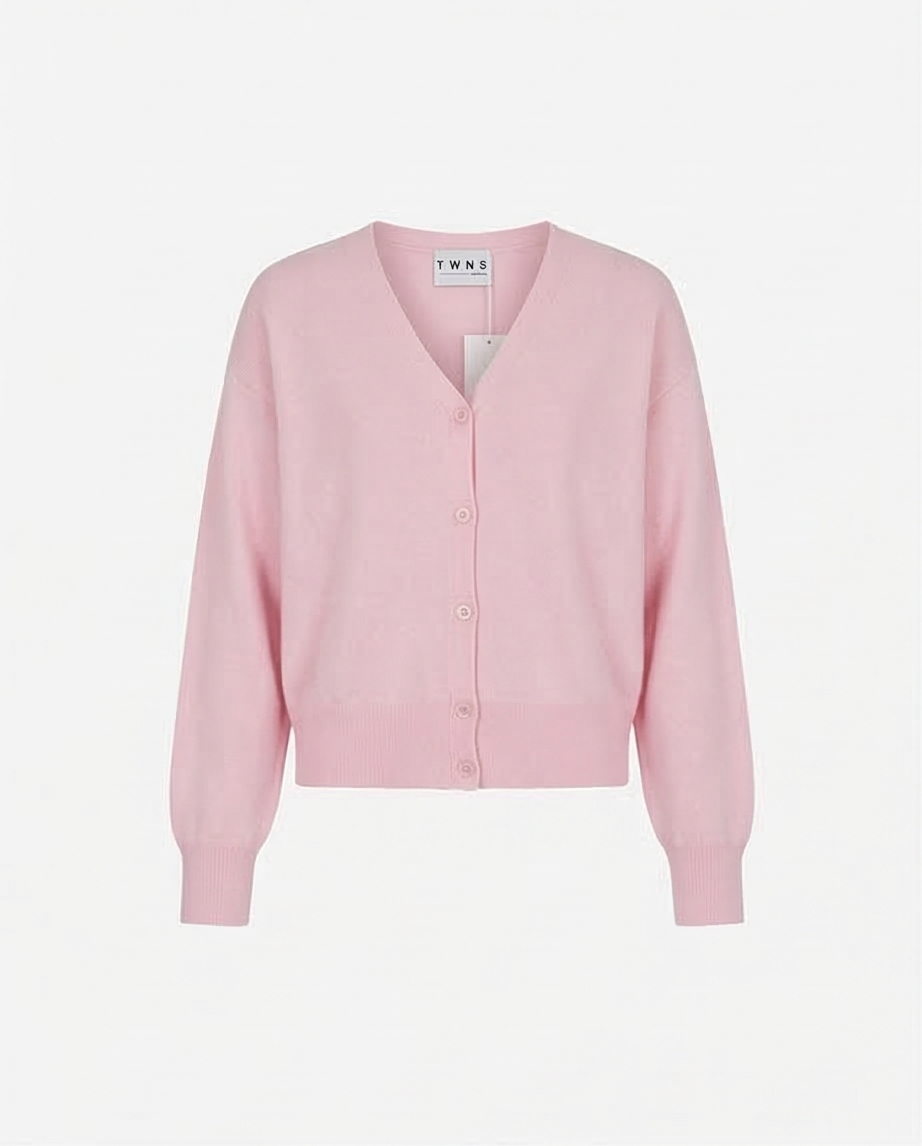 Twns The Label - gilet ASPEN v-hals met knopen - baby pink