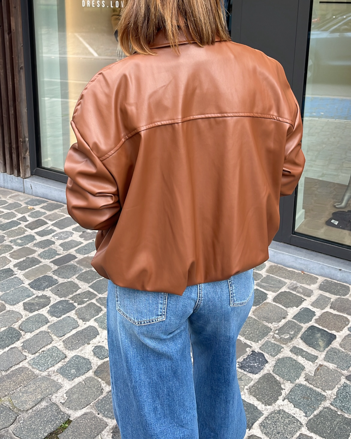 Farah lederen bombervest Lila camel