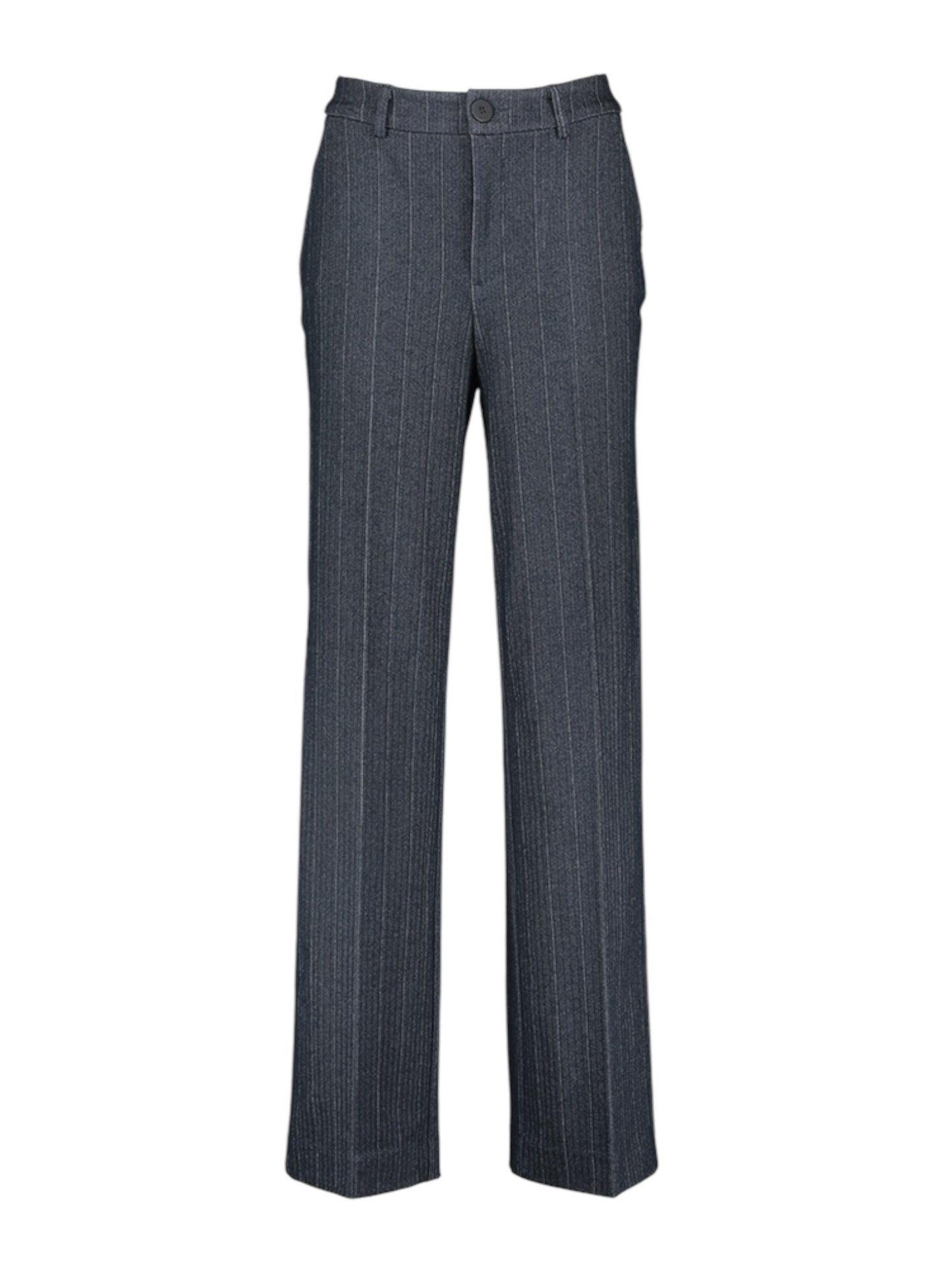 Lalotti- Blauwe stretch broek met fijne krijtstreep ODELIA MILANO