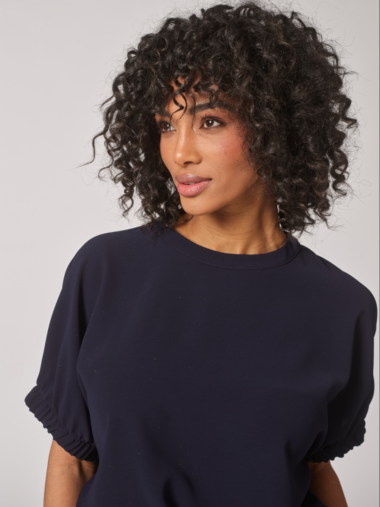 Lalotti - bloes met elastisch mouwdétail POM navy