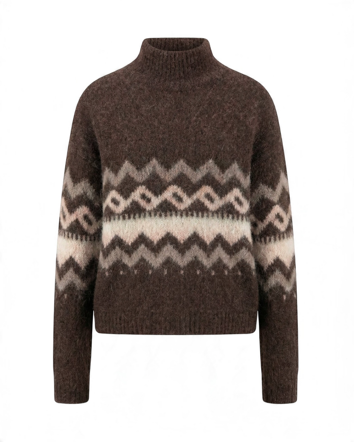Fynch-Hatton dames trui met Noors patroon – Espresso bruin