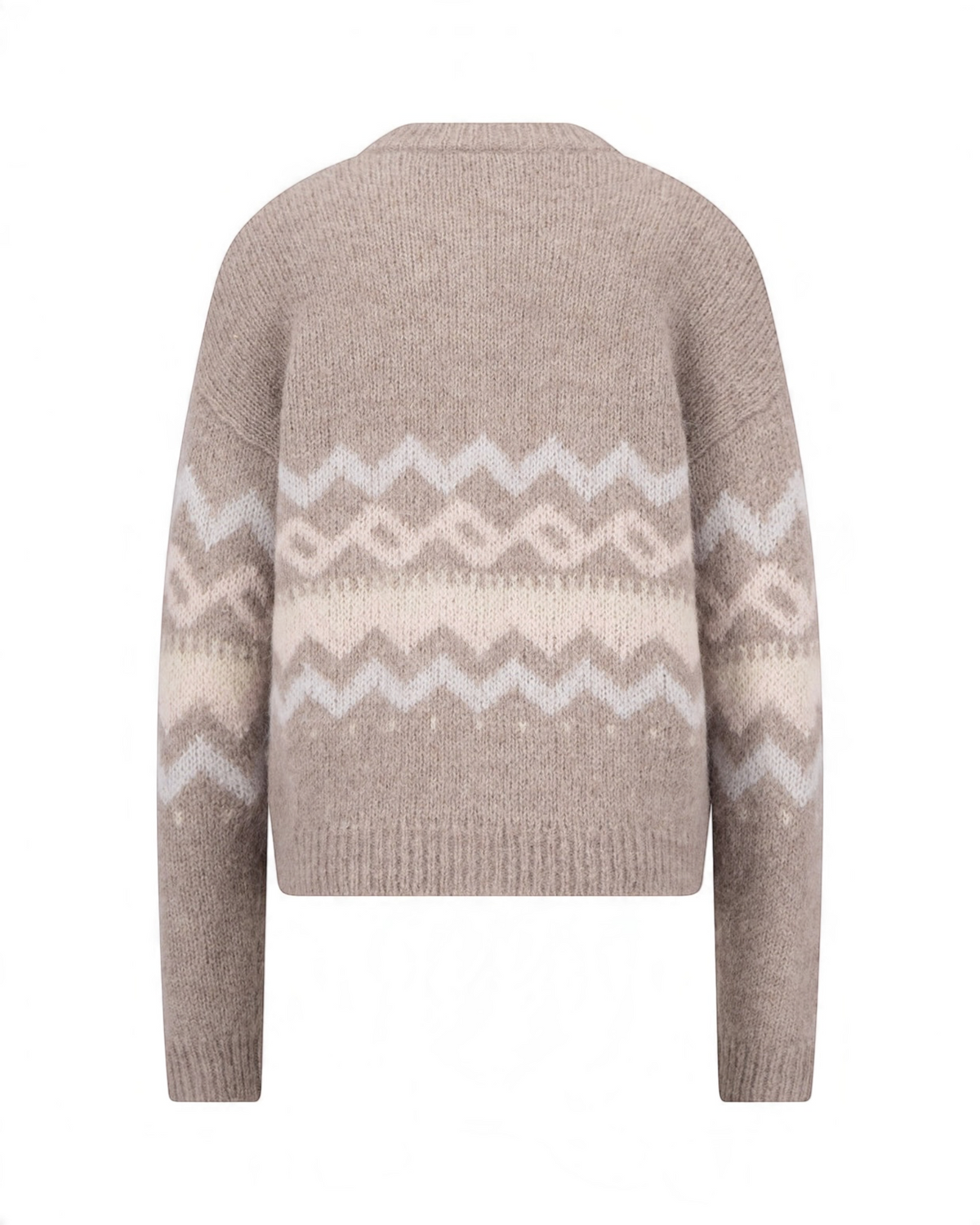 Gebreide cardigan met Noors patroon – Taupe – Fynch-Hatton