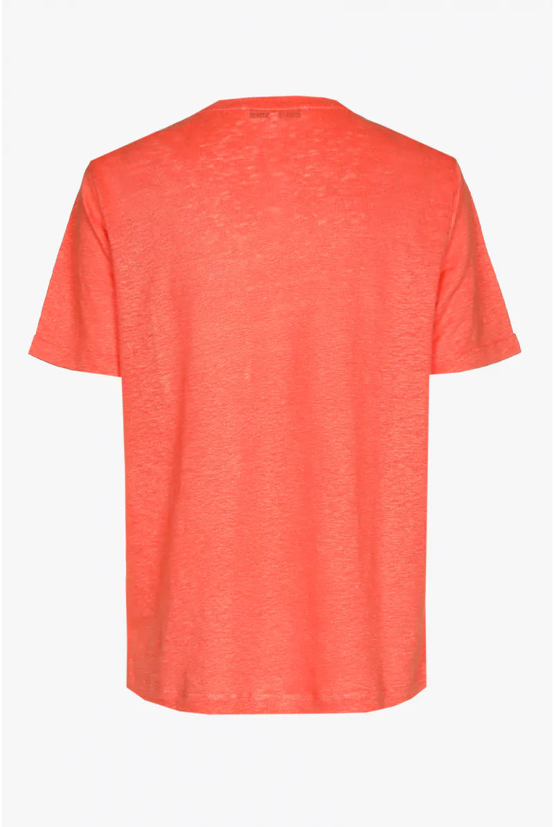 Linnen t-shirt TASNIMA chili met v-hals / Xandres