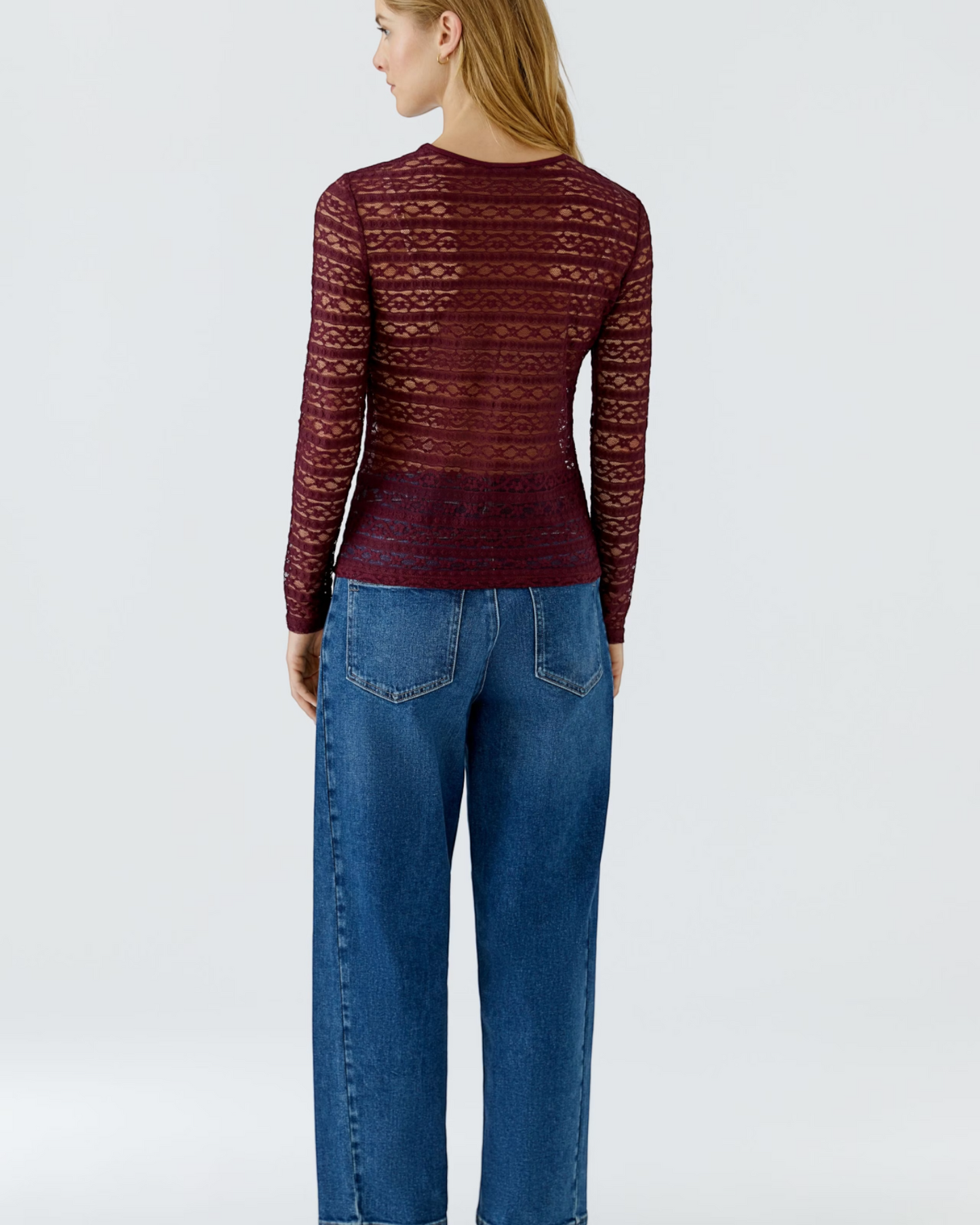 Oui kanten shirt berry