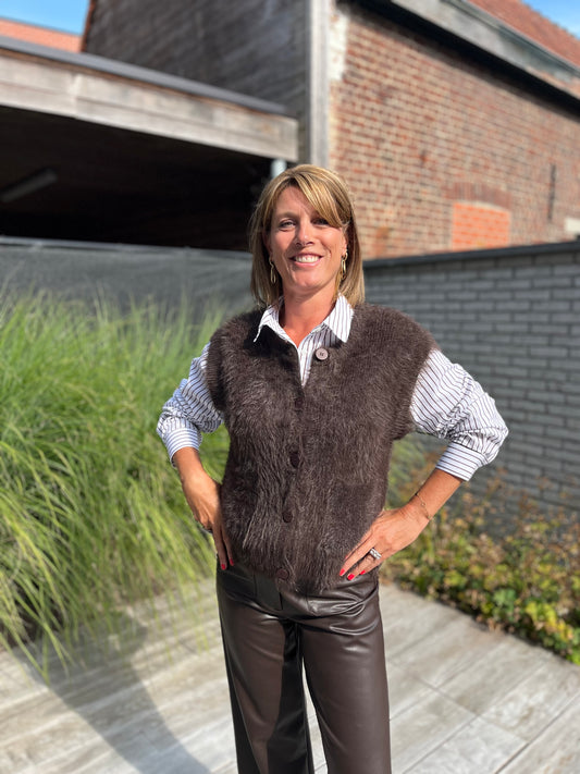 Senso - bruine gilet/vest met knopen JULINE s1922