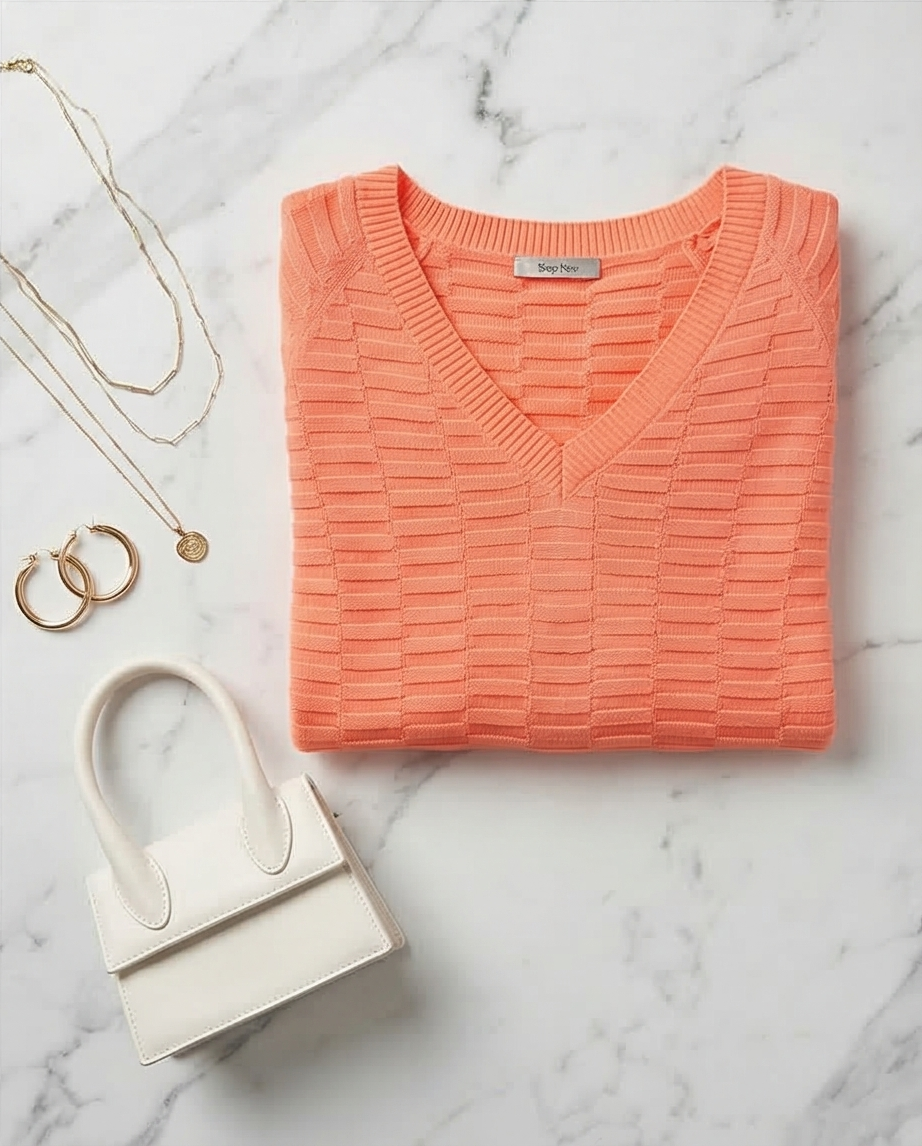 Blue Bay - oranje pull v-hals OPAL