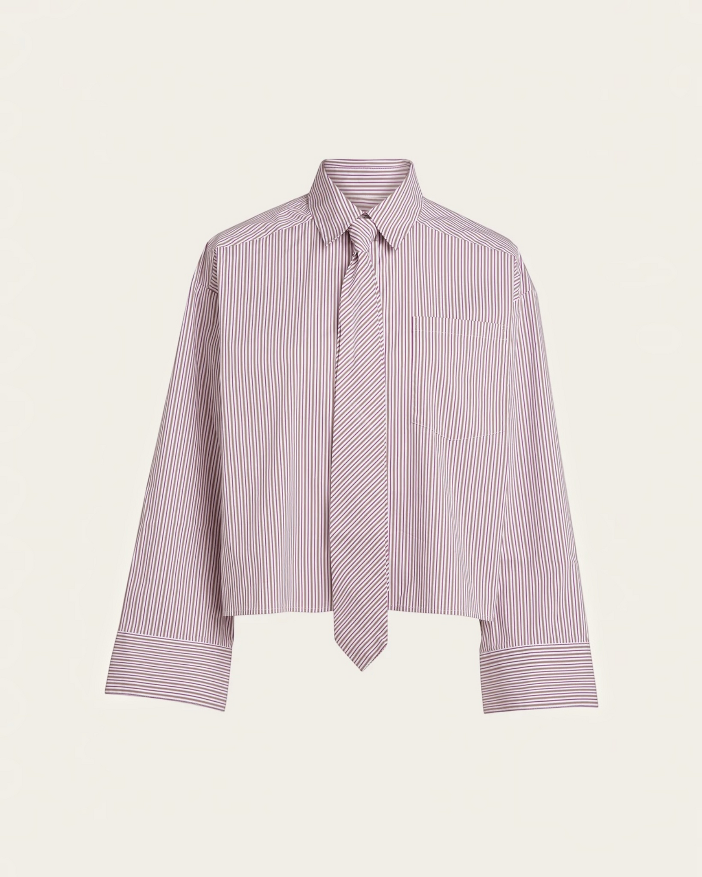 Beaumont Jessica blouse Dark Berry – gestreepte blouse met afneembare strik/das