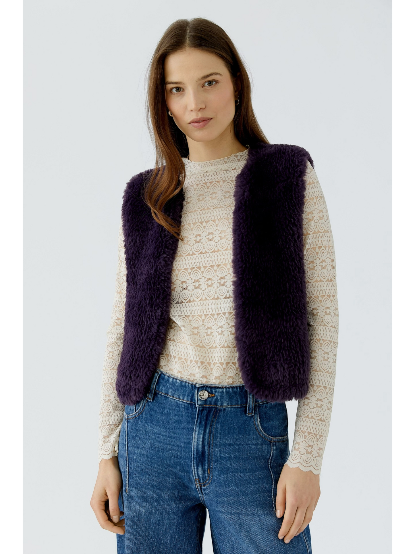 Oui - gebreide mouwloze vest (98077)