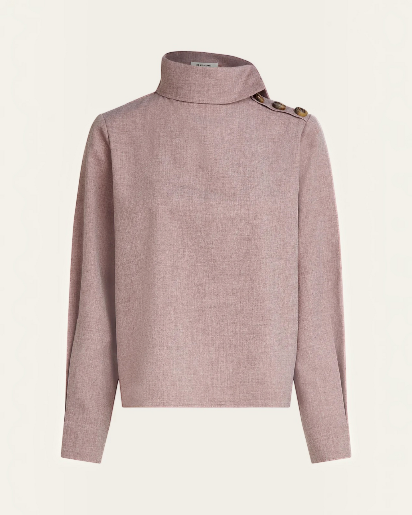 Beaumont Shaun blouse rose melange – damesblouse met hoge kraag