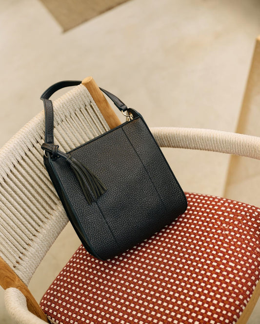 Handtas blauw leder