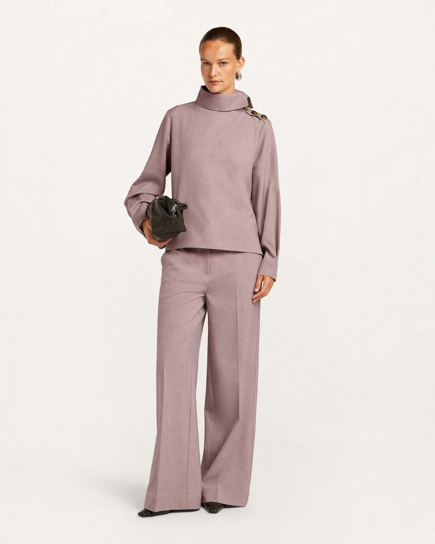 Beaumont Brenna broek rose melange – wijde damesbroek