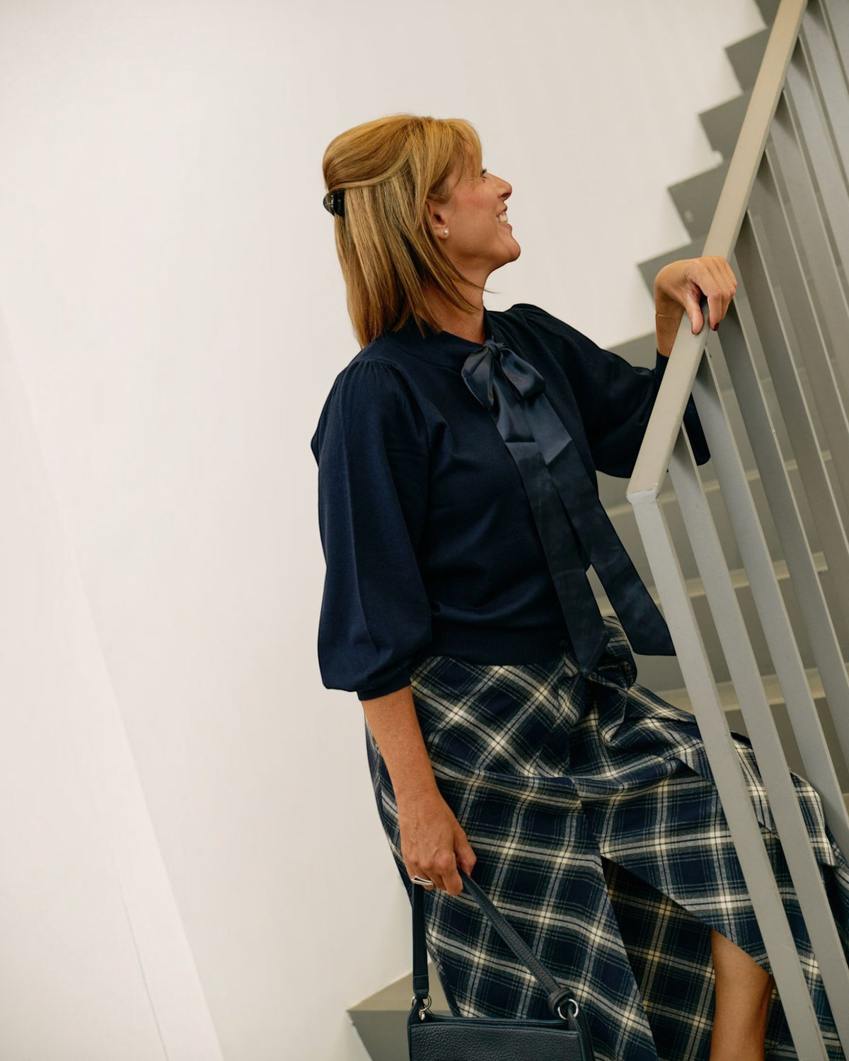 Senso Reyhan gilet blauw met strik