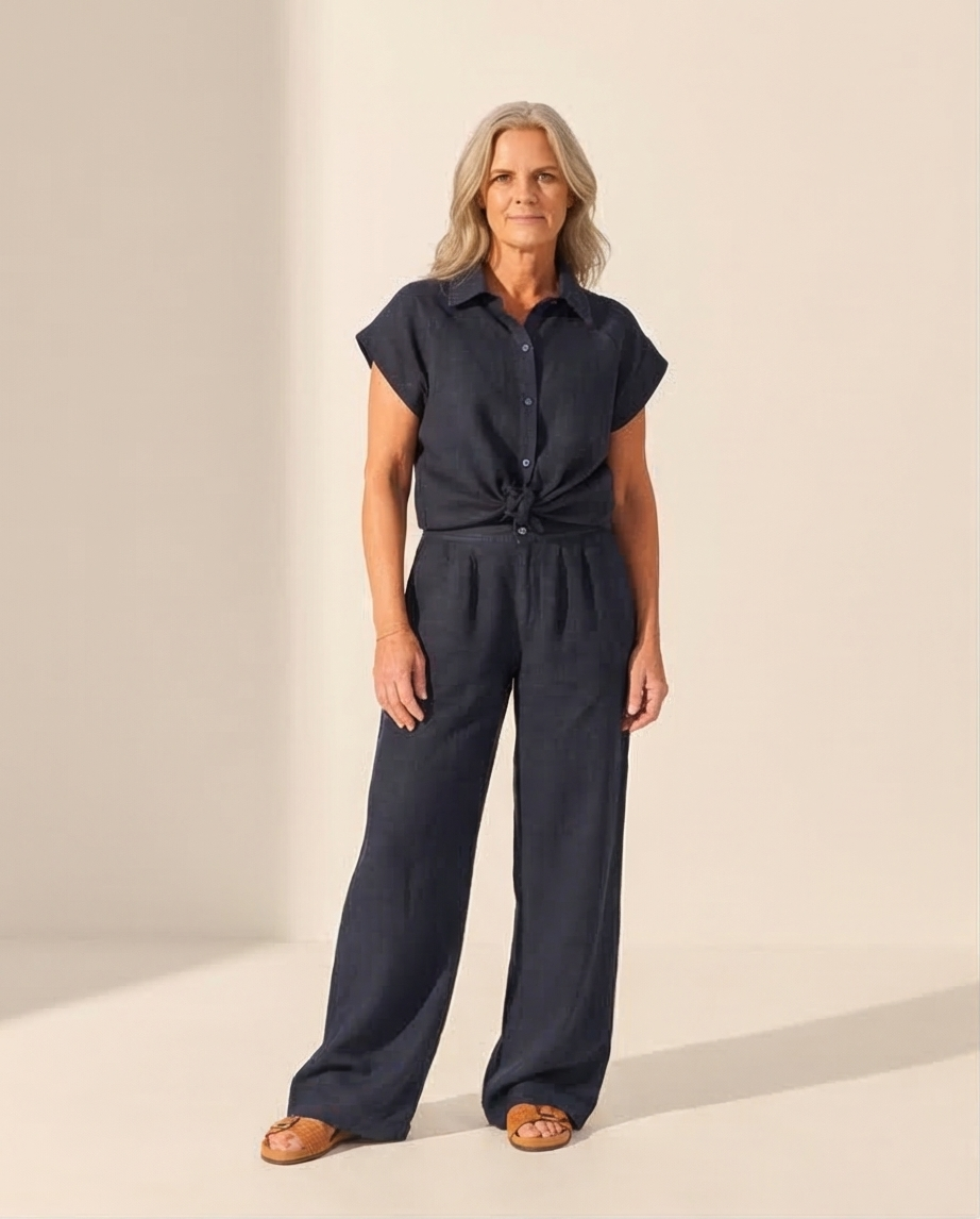 Lalotti - linnen broek GINETTE navy