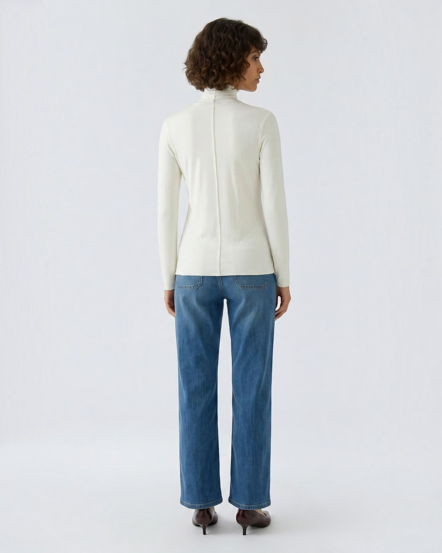 Oui shirt met rolkraag Gardenia – Modal