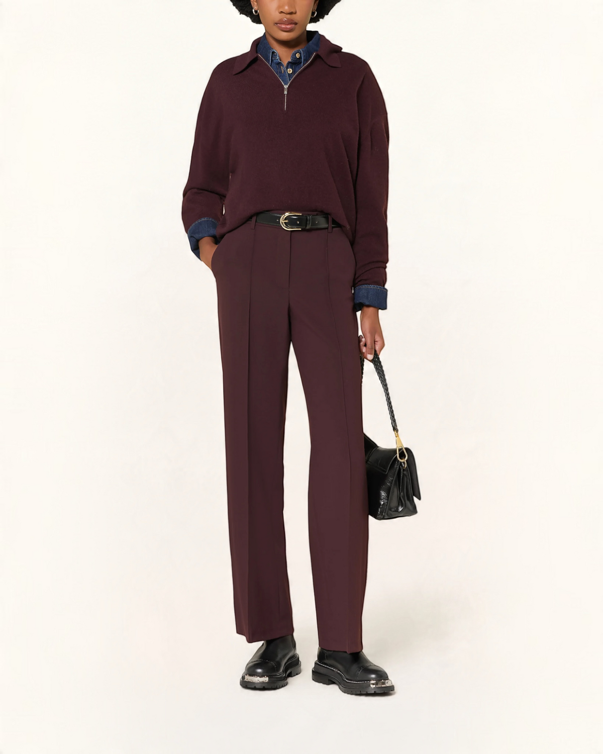 Damesbroek Bordeaux – Hoge Taille & Rechte Pijp | Raffaello Rossi
