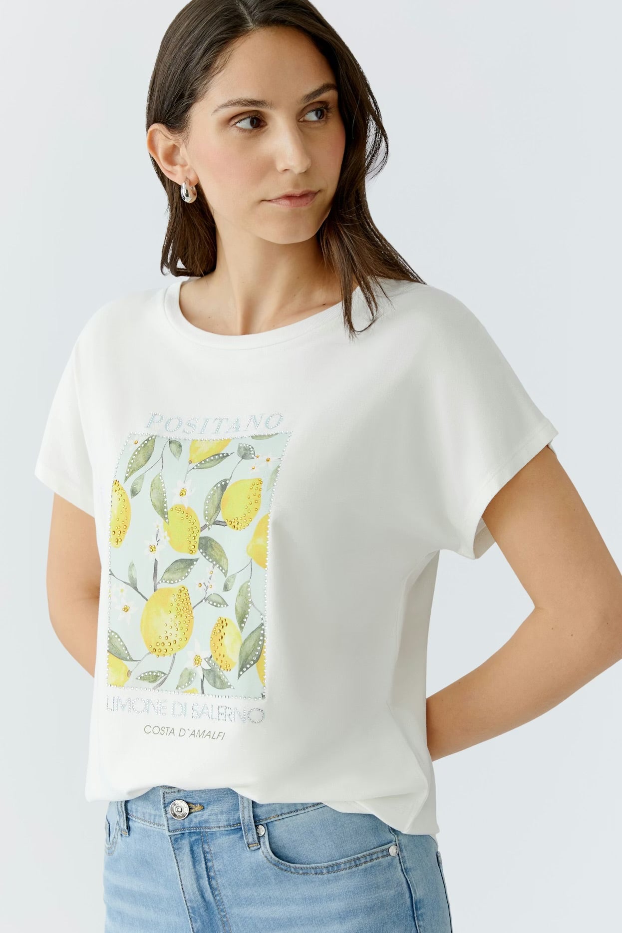 Oui - witte t-shirt met citroenprint (97200)