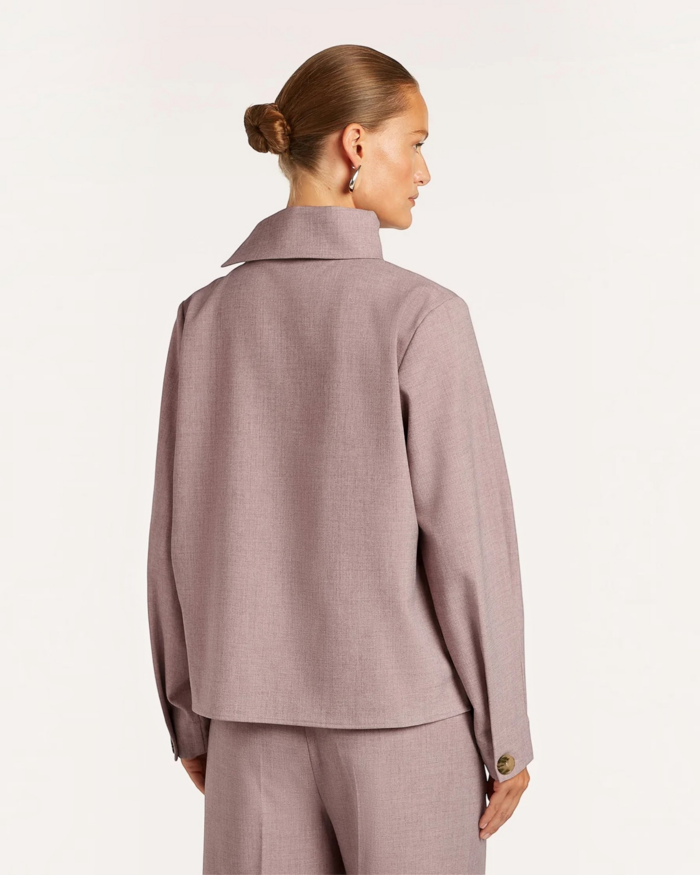 Beaumont Shaun blouse rose melange – damesblouse met hoge kraag