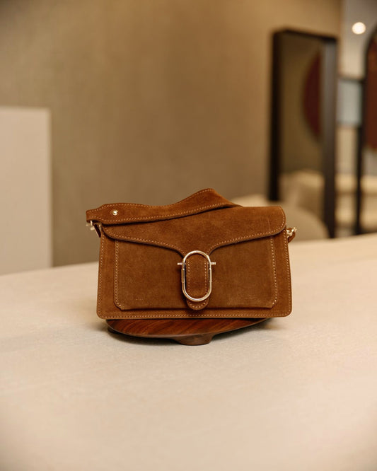 Handtas in nubuck camel
