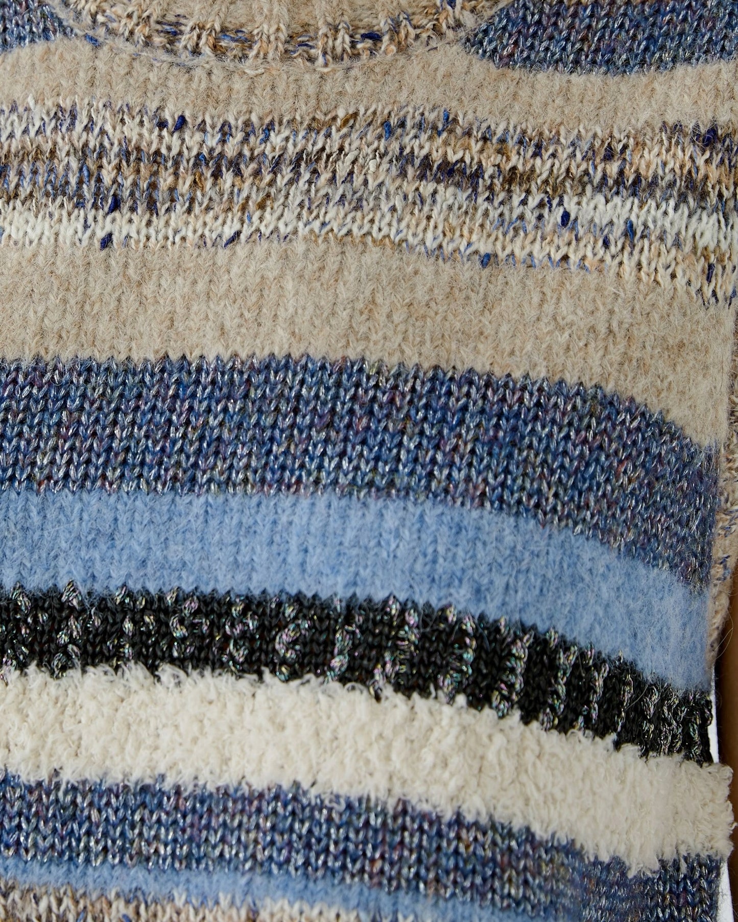Oui mouwloze trui Dames Gestreept Lichtbruin/Blauw