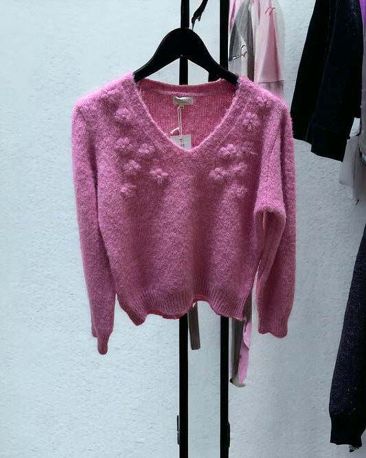 Roze pull v-hals