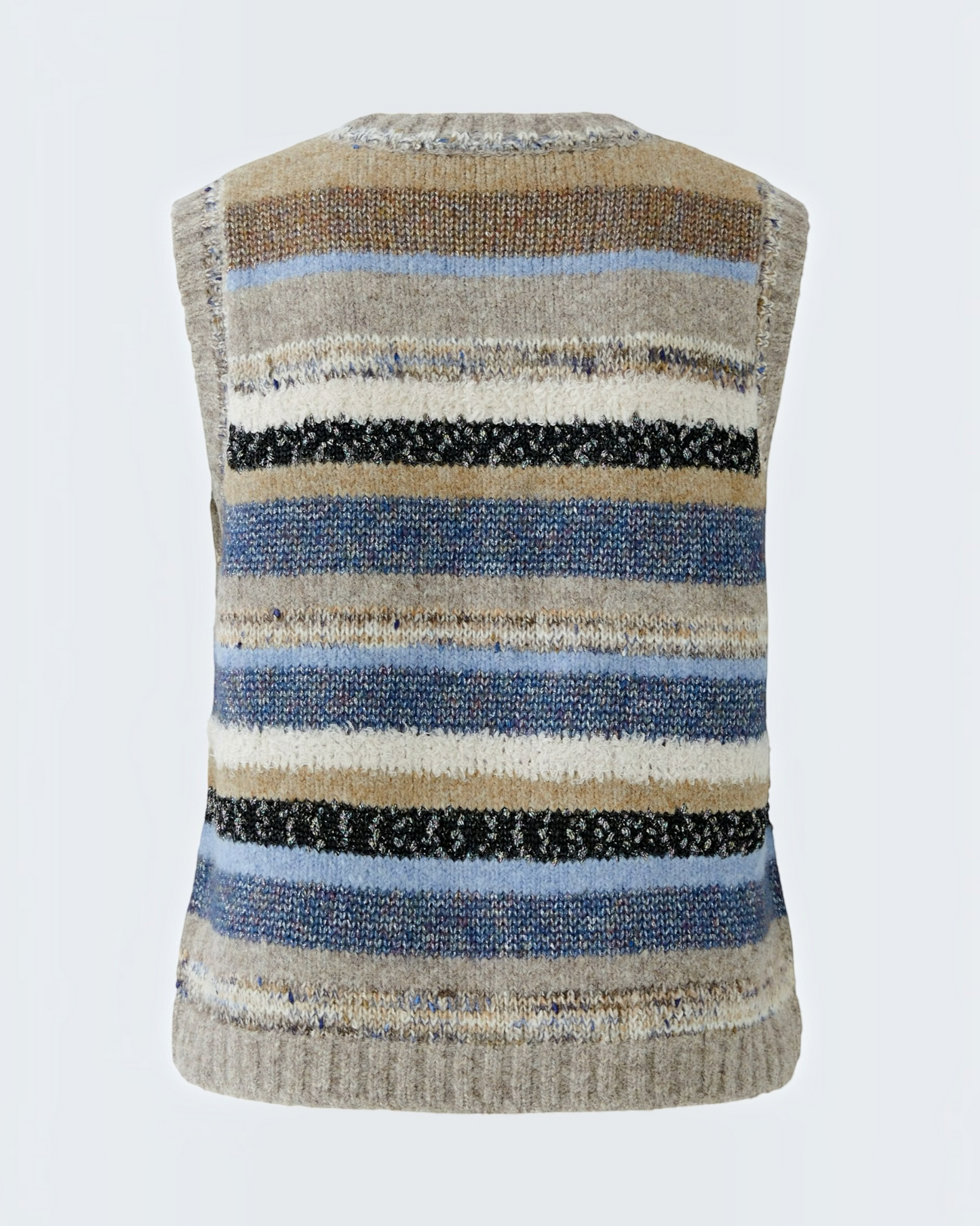 Oui mouwloze trui Dames Gestreept Lichtbruin/Blauw