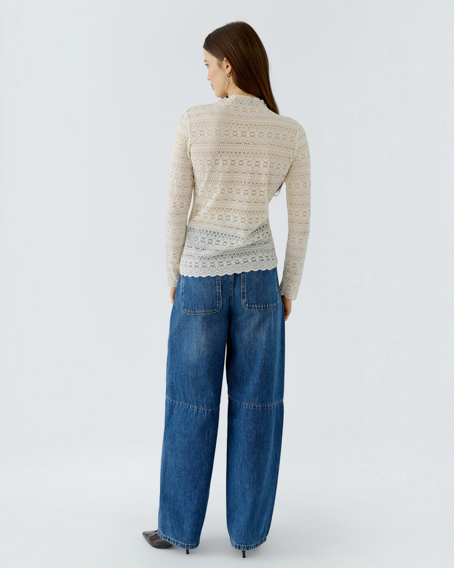 Oui kanten shirt Whitecap Gray
