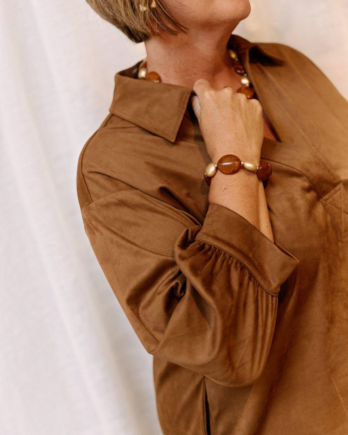 Senso Kalista kleed cognac in daim
